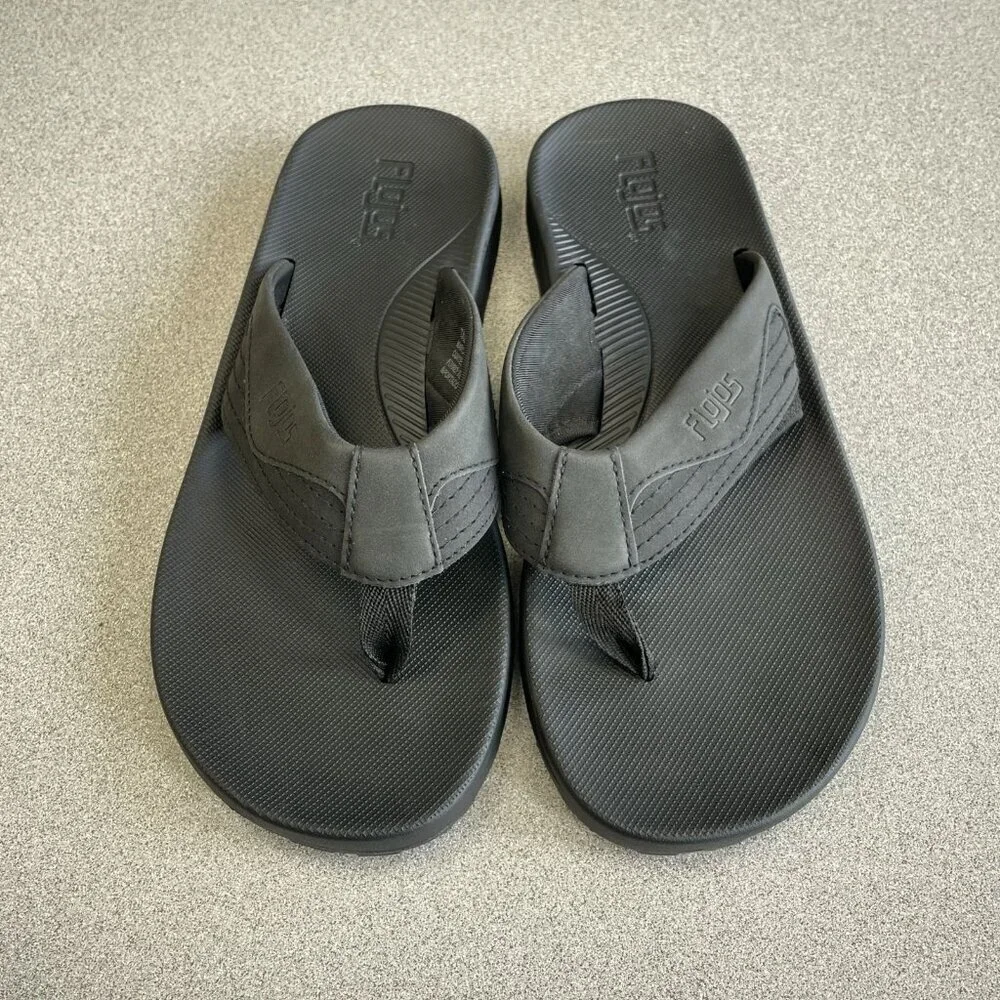 Flojos Men's Size 9M Black Flip Flops Thong Sandals